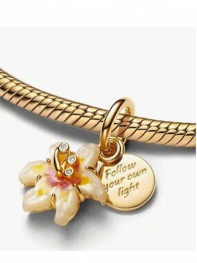 NEW Gold Tangled Flower Glow-in-the-dark Charm